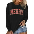 thumbnail image 3 of Women's Christmas Sequined Long Sleeve Shirt Christmas Sweater Patchwork Crew Neck Pullover Top, 3 of 8