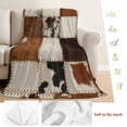 thumbnail image 5 of Brown Blanket Soft Cozy Warm Throw Blanket for Couch, Plush Fuzzy Flannel Fleece Blankets for Sofa, Vintage Art Plaid Farmhouse Checkered Bed Blankets Lightweight Gifts for Women, 40"x60", 5 of 9