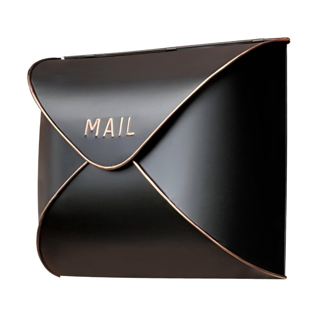 NACH Envelope Wall Mount Mailbox Maximum Rust Protection Metal Mailbox Black and Copper Mail Box Mailboxes for Outside Wall Mount Outdoor Mailboxes 13x4.7x10.2 Inches Wall Mailbox MB-6941