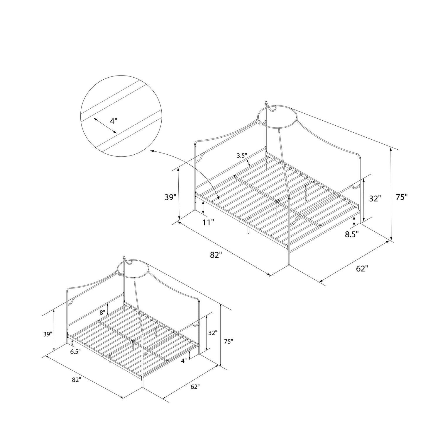 Novogratz Camilla Metal Canopy Bed