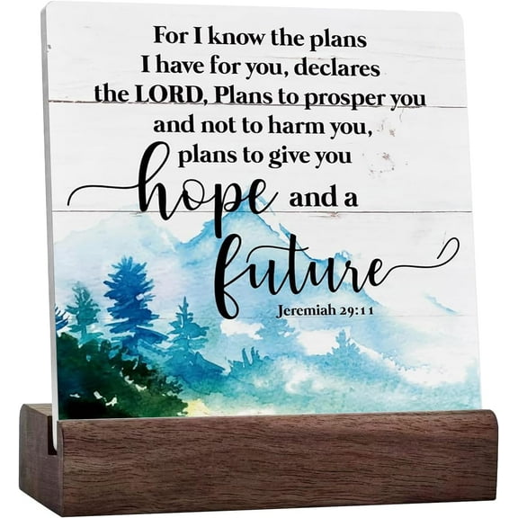 Christian Wood Signs, Bible Verse Jeremiah 29:11 - For I Know the Plans I Have For You, Box Sign Decor Tabletop, Christian Ceramic Table Sign, Religious Home Decor, Encouragement Spiritual Gifts