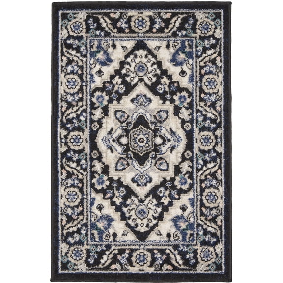 Nourison Passion Persian Black Ivory 1'10" x 2'10" Area Rug, (2x3)