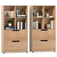 thumbnail image 4 of Costway 2PCS 4-Cube Bookcase with 2 Drawers, 5-Tier Tall Freestanding Bookshelf for Study Natural, 4 of 9
