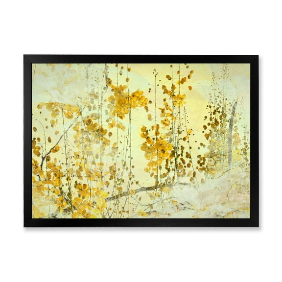 Designart 'Abstract Yellow Flower Grunge Art' Modern Framed Art Print