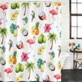 thumbnail image 2 of Flamingos Bathroom Shower Curtains with 12 Hooks Polyester Waterproof Shower Curtain for Stalls and Bathtubs Tropical Summer Botanical Fruits Decorative Bathroom Privacy Curtain 60x72 Inches, 2 of 9