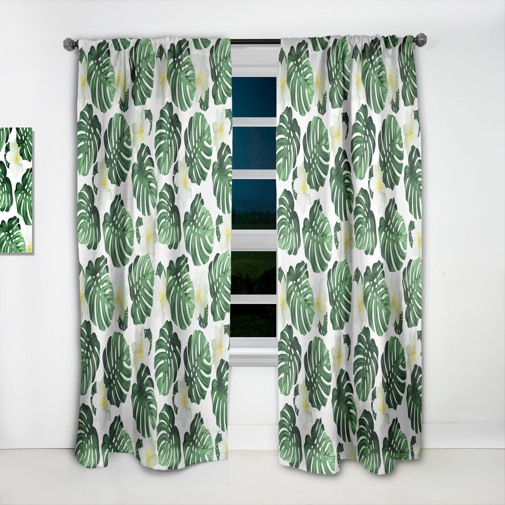 Designart 'Tropical Foliage Mood I' Floral Curtain Panel