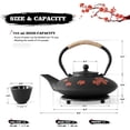 thumbnail image 2 of Japanese Style Cast Iron Teapot with 4 Tea Cups Trivet Tetsubin StovetopTea Kettle with Infuser Chinese Iron Tea Pot Tea Set for Adults Black (Pear Flower Pattern), 2 of 6