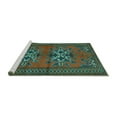 thumbnail image 2 of Ahgly Company Machine Washable Indoor Round Persian Turquoise Blue Traditional Area Rugs, 5' Round, 2 of 4