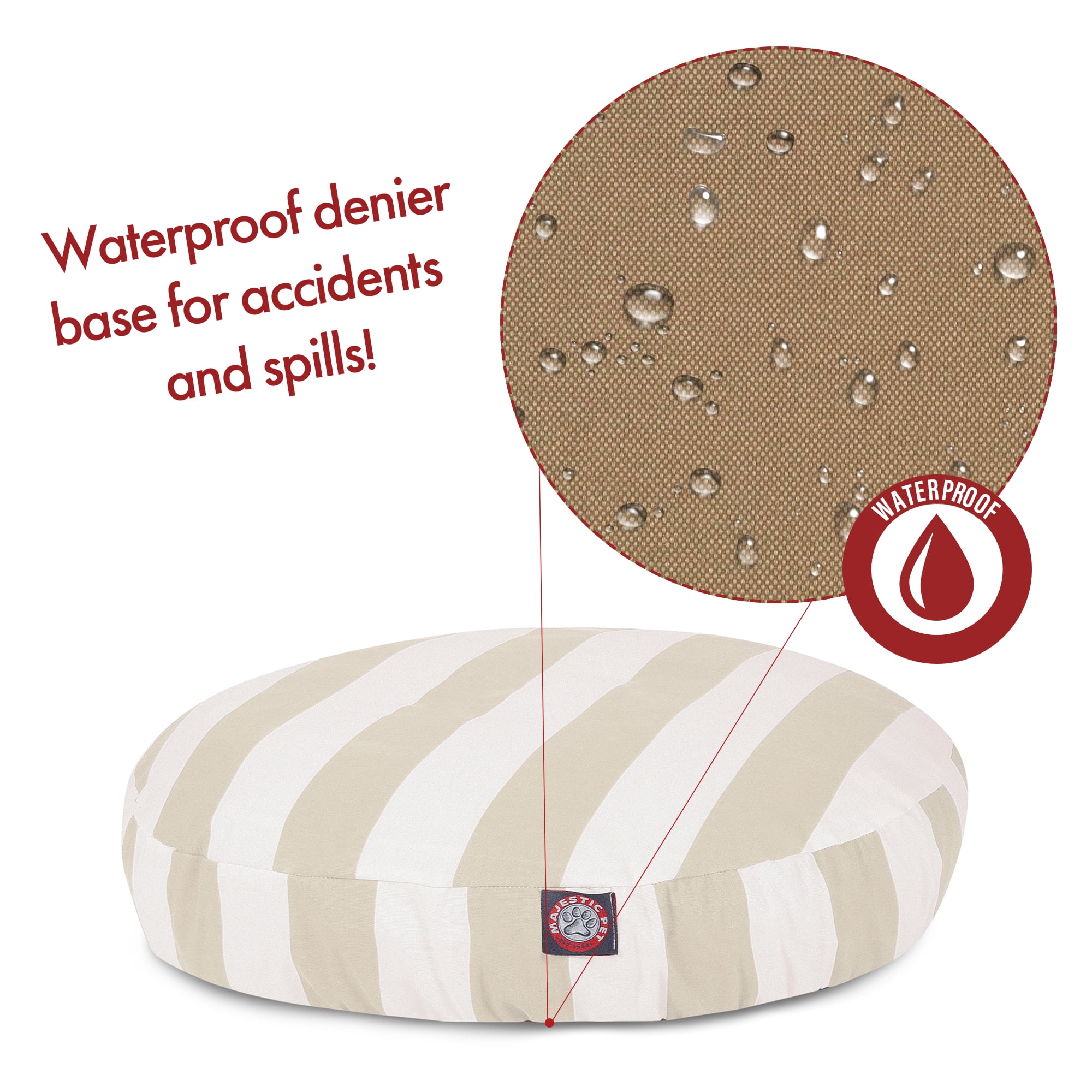 Majestic Pet | Vertical Stripe Round Pet Bed For Dogs, Removable Cover, Sand, Small