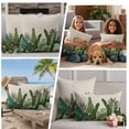 thumbnail image 5 of Palm Leaves Tropical Outdoor Waterproof Pillow Covers, Beige Summer Watercolor Botanical Decorative Square Throw Pillowcase Sofa Cushion Sham for Patio/Couch/Chair, 20"x20" 2 Pack, 5 of 8
