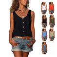 thumbnail image 3 of Blusa sin mangas con botones Camiseta sin mangas con botones simples y holgadas informales de un solo pecho, 3 of 6