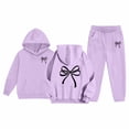 thumbnail image 6 of Gelikeya Girls Graphic Jogging Suits Sweatsuits 2 Piece Set Oversized Hoodie and Sweatpants Fall Winter Clothes (Purple, 12-13 Years), 6 of 7