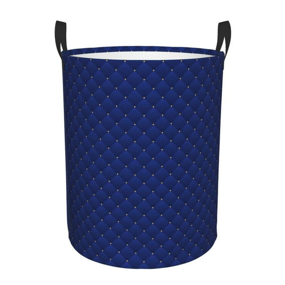 Naloa Navy Blue Large Laundry Basket Waterproof Round Collapsible Storage bin with Handles for Hamper Kids Room,Toy Storage