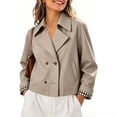thumbnail image 2 of QQZ Relaxed Cropped Double Breasted Trench Jacket Women, Lightweight Cardigans For Women Trendy, Fall Travel Business Casual Commute Street Daily Outfits, 2 of 9