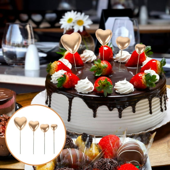 PENIKOKO Heart Cupcake Toppers Golden 20Pcs 4.0X1.5X0.9In