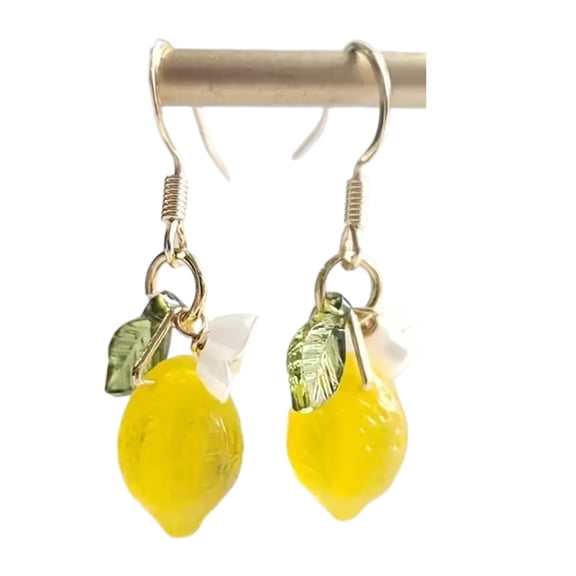 lixuesong Handcraft Lemon Designs Dangle Earrings Portable Resin Vocation Jewelry Gifts Decoration for Women Casual Wear