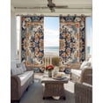thumbnail image 4 of Blue Burnt Orange Boho Blackout Curtains, Light Blocking Print Window Curtains, Antique Southwestern Art Thermal Insulated Window Drapes for Living Room Kitchen Cafe 2 Panels, 84"W x 63"L, 4 of 9