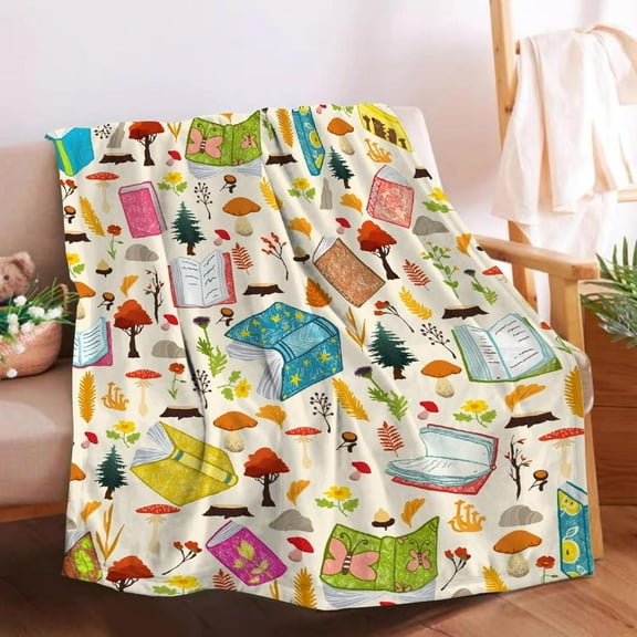Forest Book Blanket for Book Lovers Gifts for Girls Women Soft Lightweight Flannel Cozy Throw Blankets for Bedding Sofa Couch Travel Book Decor S 40x50in Kid/Child Gift
