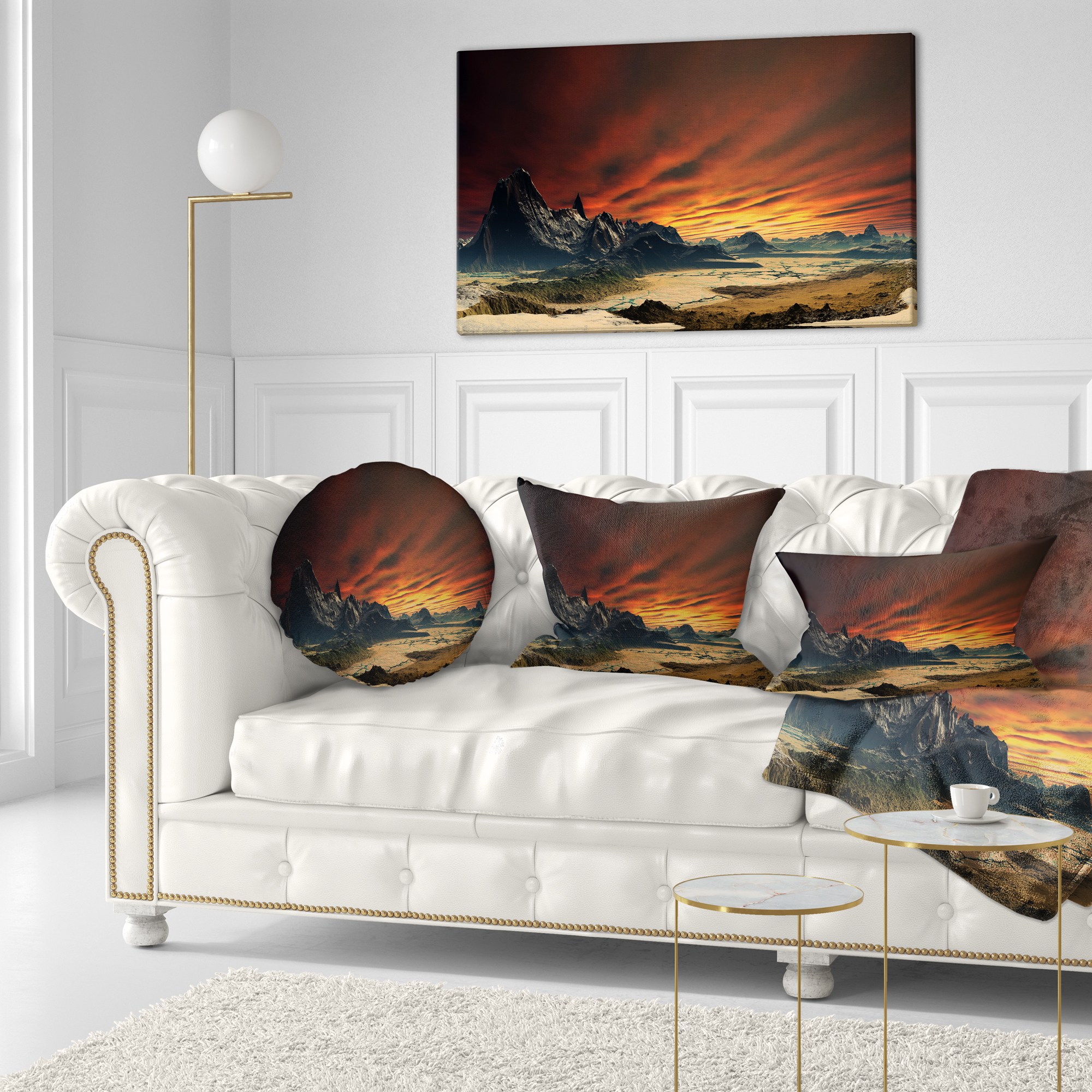 Designart Beautiful Alien Planet Traos - Landscape Printed Throw Pillow - 12x20
