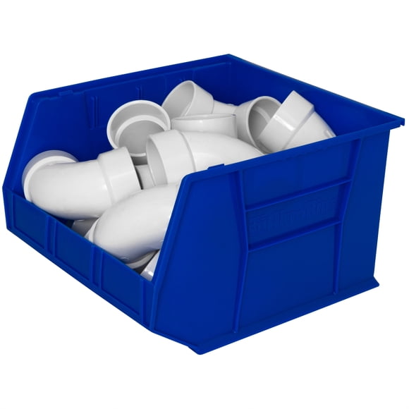Akro-Mils Lot de 3 Bacs de Rangement en Plastique AkroBins, Organisateurs Gain de Place, Bleu