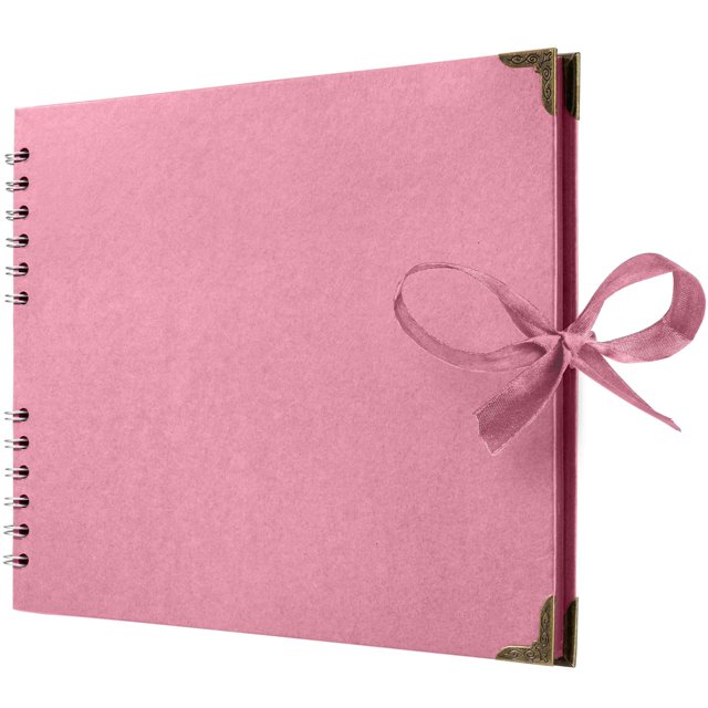 Álbumes de fotos cuadrados Bstorify de 50 páginas (28 x 21,5 cm), papel grueso rosa, tapa dura y cierre de cinta. Ideales para álbumes de recortes, manualidades y proyectos de arte (rosa, 28 x 21,5 cm