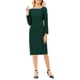 thumbnail image 2 of Vestido asimétrico de cuello para mujer INSPIRE CHIC, vestido semi formal de manga larga, color verde, 2 of 5