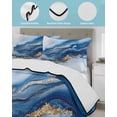 thumbnail image 4 of Quilts King Size, Blue Marble Soft Comforter Bedding Set for Bed, Modern Abstract Art Lightweight Quilted Bedspread with Pillow Cover(2 Pieces) for All Season, 96x106 Inch, 4 of 6