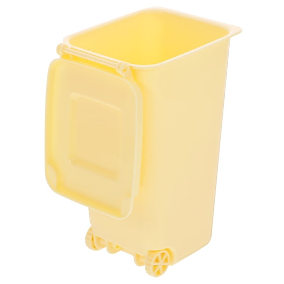 EXHUMKY Small Desktop Paper Trash Can Mini Garbage Bin Yellow PP Simple Design for Office Home School Use 1 Piece