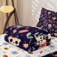 thumbnail image 5 of Manfei Cartoon Skull Zipper Twin Comforter Sets with Fitted Sheet and 2 Pillowcases,Flying Bat Print Halloween Zipper Bedding Set,Halloween Reversible,4-Piece, 5 of 7
