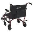 thumbnail image 5 of Drive Medical Fly Lite Aluminum 19 In Wide Seat Transport Wheelchair, Red, 5 of 6