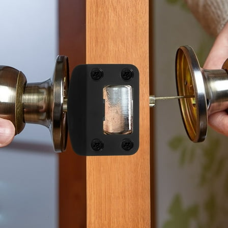 DINHEAROM Strike Plates For Exterior Doors Black Stainless Steel 1 Set Protects Door Locks