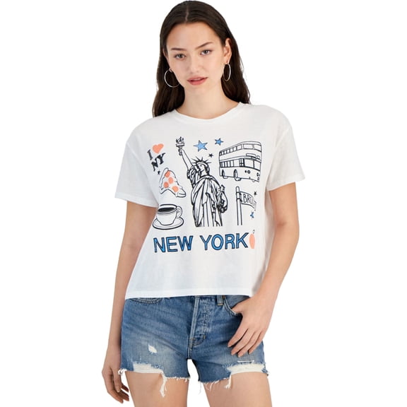 GRAYSON/THREADS Womens New York Graphic T-Shirt, Multicoloured, Juniors, Large