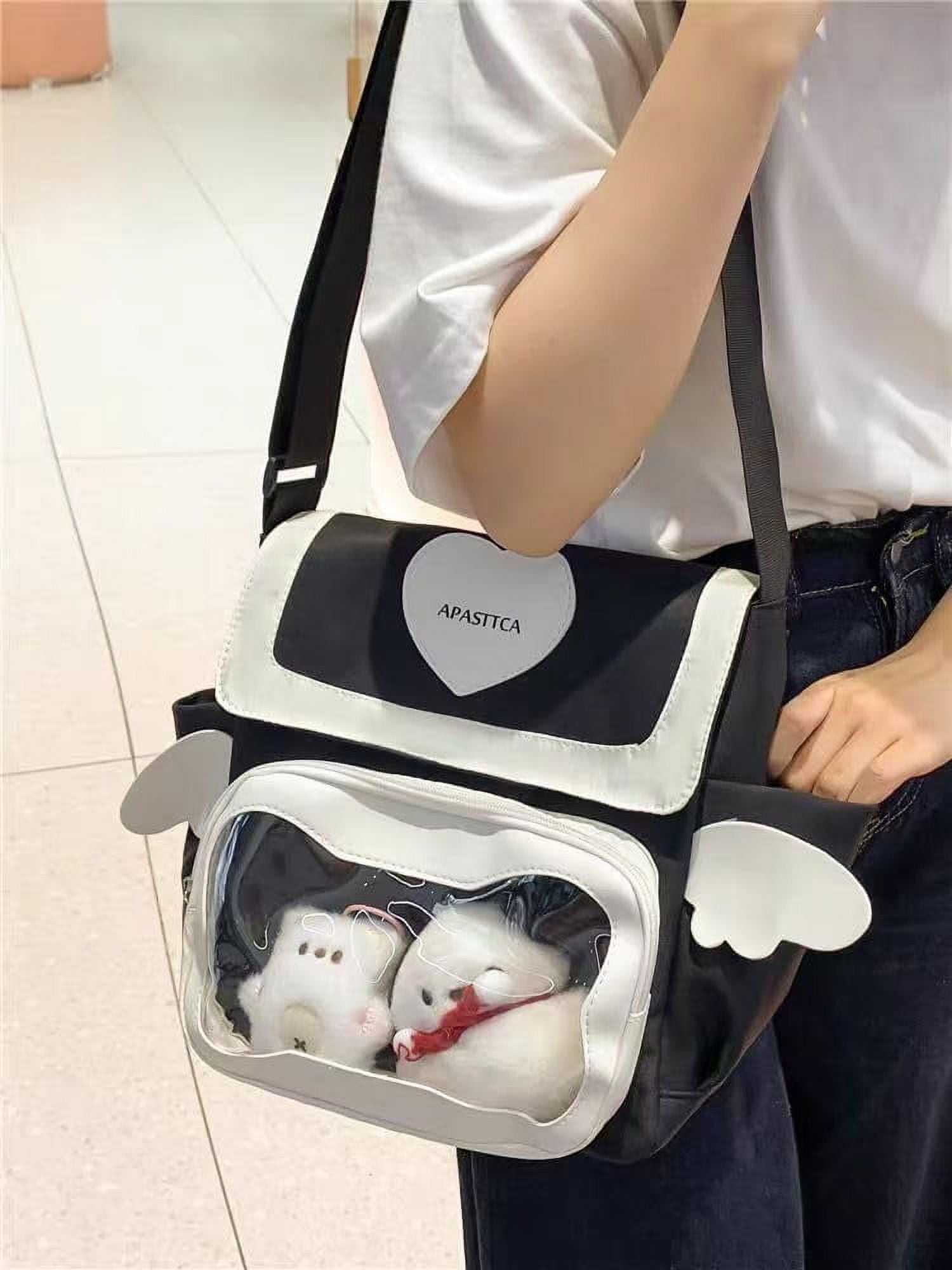 JUYGO Cute Japanese Aesthetic Ita Bag Heart Crossbody Bag Purse for Women Teen Girl Tote