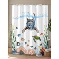 thumbnail image 4 of Fsddascl Cat Summer Beach Shower Curtain Set - 72" x 78" Washable Bathtub Curtain with 12 Hooks, Nautical Ocean Coastal Turtle Coral Waterproof Fabric Stall Shower Curtains for Bathroom/Bathtub, 4 of 6