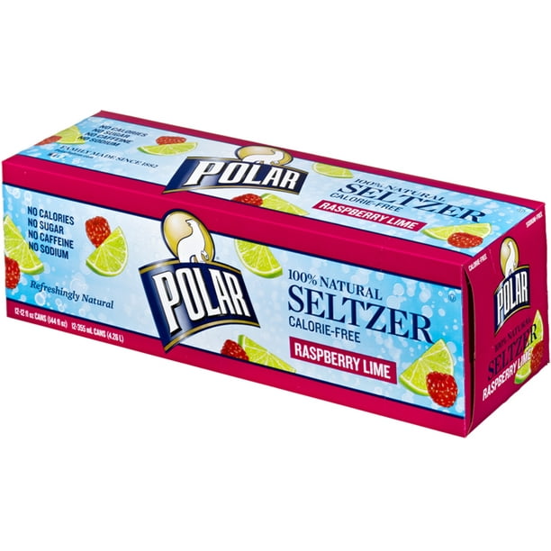 Polar Seltzer Water, Raspberry Lime, 12 pack, 12 fl oz cans Walmart