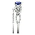 thumbnail image 3 of Clara Pucci 18K White Gold Round Cut 1Ct Simulated Tanzanite Engagement Ring + Matching Band - Luxury Box Included, 3 of 7