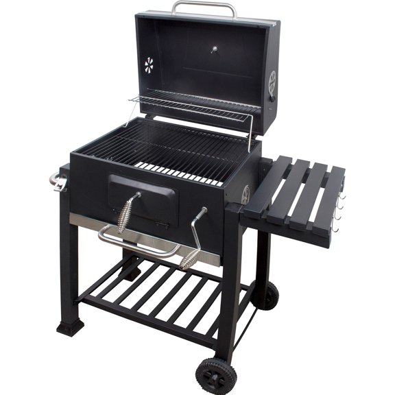 Asador de Carbon JARDIMEX Ahumador Portatil con Ruedas Termometro Analogo Parrilla de Acero Inoxidable Asadores de Carne Jardin JARDIMEX Con Parrilla Acero Carne Practico