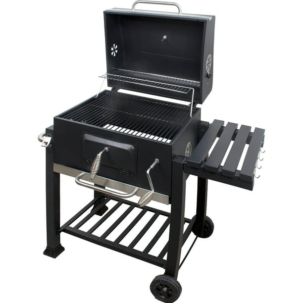 Asador de Carbon JARDIMEX Ahumador Portatil con Ruedas Termometro Analogo Parrilla de Acero Inoxidable Asadores de Carne Jardin