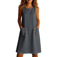 thumbnail image 2 of Women's Sleeveless V Neck Casual Dress, Buttonless Design, Lightweight Blend, Warm Weather Wear, 2 of 7