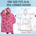 thumbnail image 4 of Oversized Wearable Blanket Hoodie,Strawberry Plants Fruit Flower Pink Pattern Sherpa Blanket Hoodie with Super Pockets,Super Warm Fuzzy Pullover for Women & Men, 4 of 6