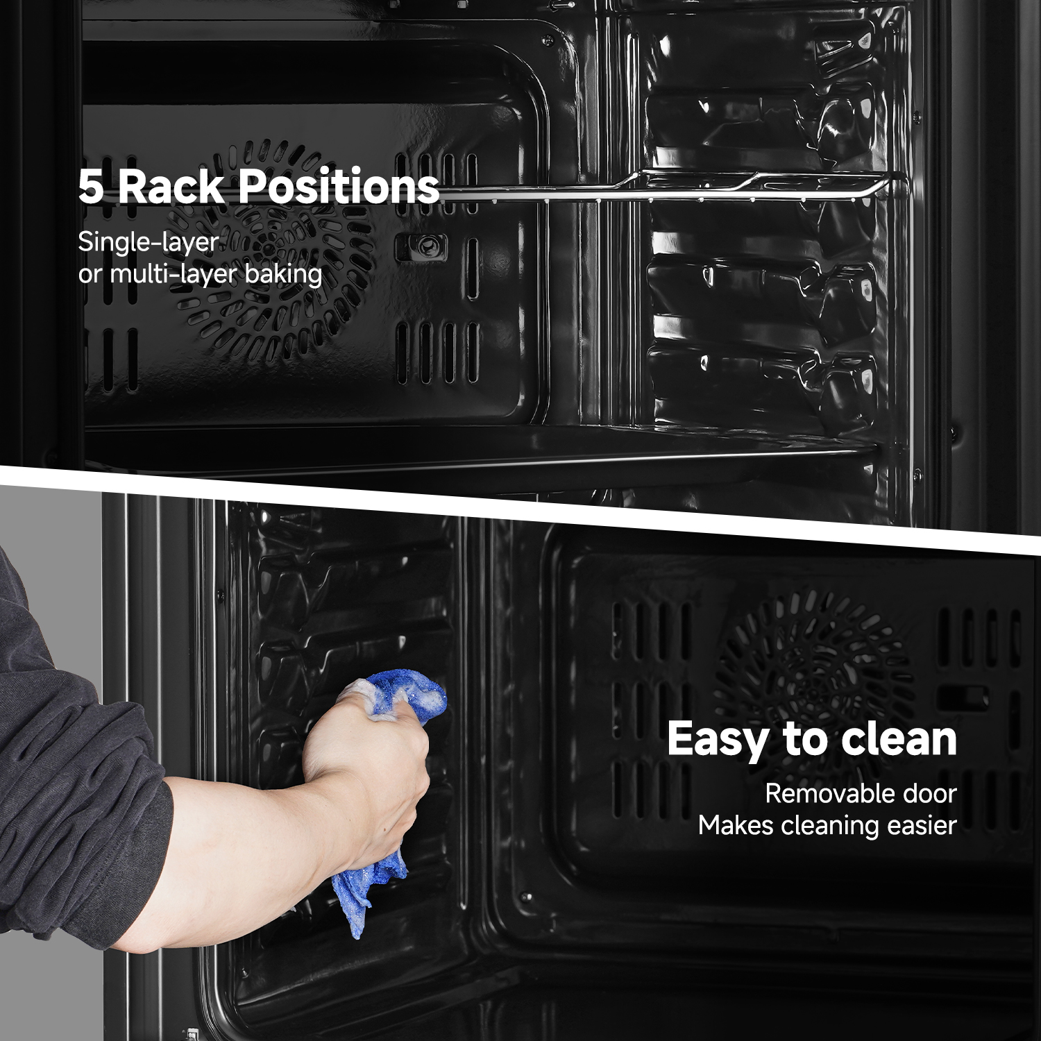 Electric Single Wall Oven 24inch Stainless Steel Built-in Electric Ovens, 2.75 Cu.ft