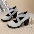 thumbnail image 5 of Busydd Block Heel Shoes for Women Criss Cross Strap Round Toe Sandals Casual Comfortable Solid Color Chunky Dress Shoes 36, 5 of 9