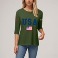 thumbnail image 5 of vigerkar 3/4 Sleeve USA Patriotic Shirts for Women 4th of July America Stars Stripes Flag Graphic Tops Summer BBQ Tee (Green, M), 5 of 5