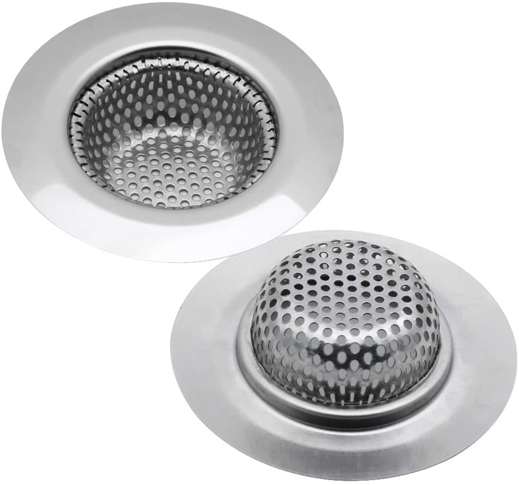 2 X STAINLESS STEEL SINK BATH PLUG HOLE STRAINER BASIN HAIR TRAP DRAINER COVER 