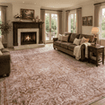 thumbnail image 3 of Lahome Large Washable Area Rug 10'x14', Brick Red Neutral Oriental Farmhouse Rugs for Living Room, Soft Non-Slip Low Pile Carpet for Bedroom Office Dining Room, Brick Red, 3 of 12