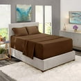 thumbnail image 3 of Extra Deep Pocket 4 Piece Bed Sheet Set – Super Deep Fitted Sheet Fits Mattress from 18-24 inces Depth – Double Brushed Microfiber Sheets with 2 Pillow Cases, Twin, Brown, 3 of 6