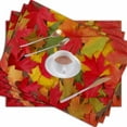 thumbnail image 4 of Colorful Fall Leaves Placemats 18X12 Inch Halloween Thanksgiving Linen Kitchen Table Mats Set of 4 Easy to Clean for Dining Table, 4 of 5