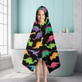 thumbnail image 6 of Black Colorful Dinosaur Pattern Hooded Bath Towel，50"x30" for Ages 3 To 12 Kids, Quick Dry Lightweight Soft Microfiber Hood Beach Towel Cover Up for Kids, 6 of 7