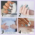 thumbnail image 5 of DUKASOU Semi Cured Gel Nail Srips, 28Pcs Finger Nail Stickers for Adults, Salon Manicure Full Nail Wraps UV Nail Polish Strips, Green Chequered, 5 of 8