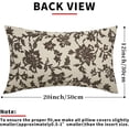thumbnail image 4 of Dark Brown Floral Block Print Lumbar Pillow Covers 12x20 Set of 2 Rustic Old Style Vintage Flower Pattern Cream Decorative Rectangle Throw Pillow Cases Outdoor Farmhouse Decoration for Sofa Couch Bed, 4 of 6